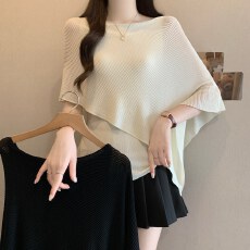 批发实拍大码拼接假两件拼接上衣女夏季胖MM时尚不规则冰丝百搭上衣