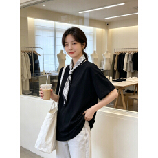 批发慵懒风白色短袖<b class='q'>T</b><b class='q'>恤</b>女夏季韩系小众别致<b class='q'>宽松</b>显瘦休闲百搭半袖上衣