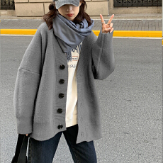 批发秋冬新款加厚毛衣女<b class='q'>韩版</b>宽松慵懒风中长款针织开衫百搭温柔风外套