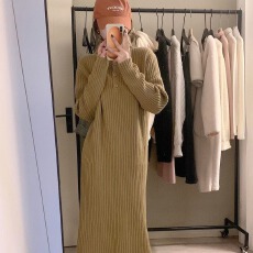 批发韩系半高领坑条内搭宽松长款针织裙小个子秋季女装新款百搭<b class='q'>连衣裙</b>