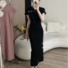 批发复古国风新中式立领<b class='q'>旗袍</b>短袖连衣裙法式2026年夏季新款显瘦中长裙