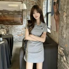批发小个子显高连衣裙短款POLO休闲<b class='q'>运动包</b>臀裙针织T恤裙女夏季2026年