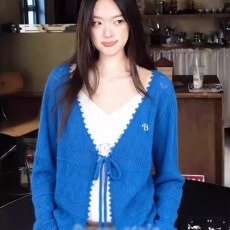 批发蓝色2026<b class='q'>秋</b>季针织开衫外套女防晒罩衫空调衫薄款镂空纯色上衣外穿