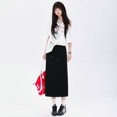 批发后开叉半身裙女夏季<b class='q'>中长款</b>直筒修身包臀裙休闲运动卫裙
