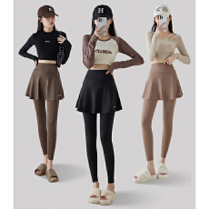 批发2025年秋冬新款休闲百搭健身运动假两件无痕九分裙裤