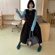 批发实体档口韩系复古无袖背心中长款<b class='q'>连衣裙</b>女秋冬2025公主风蓬蓬裙