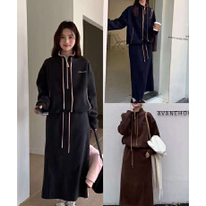 批发实体档口2025年秋季新款<b class='q'>衬衣</b>上衣+松紧腰抽绳身半裙两件套装女