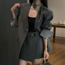 批发实体档口高级感<b class='q'>西装</b>套装<b class='q'>女</b>秋冬新款复古休闲西服外套半身裙两件套