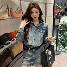 批发实体档口美式基础款<b class='q'>百搭</b>牛仔短款裙子女高腰a字显瘦辣妹半身裙