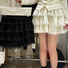 批发实体档口荷叶边蓬蓬蛋糕裙女<b class='q'>秋</b>冬2025年新款法式短裙松紧腰半身裙