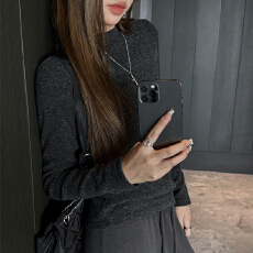 批发实力工厂25秋冬立领针织打底衫女内搭时尚修身显瘦高级感正肩上衣