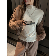 批发实力工厂女士打底衫中领内搭<b class='q'>长袖</b>上衣2025春秋新款半高领针织衫