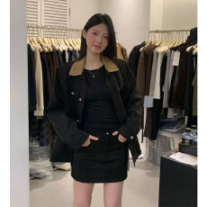批发实体档口2025韩版<b class='q'>休闲</b><b class='q'>时尚</b>套装女设计感翻领工装夹克外套高腰短裙