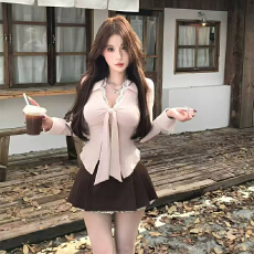 批发实体档口2025年秋冬新款纯欲性感蕾丝<b class='q'>衬衫</b>女秋季长袖甜美粉色上衣