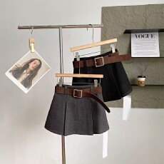 批发实体档口秋冬<b class='q'>新款</b>韩版时尚简约毛呢A字裙女高腰显瘦防走光半身裙