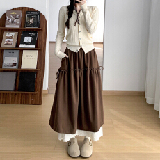 批发实力工厂花边毛呢半身裙25秋冬<b class='q'>新款</b>高腰显瘦蝴蝶结中长款a字伞裙