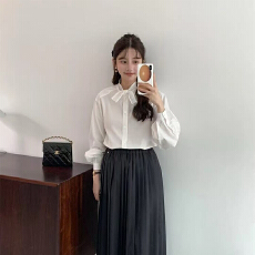 批发实体档口2025年秋季新款别致蝴蝶结法式气质系带长袖衬衫女<b class='q'>上衣</b>