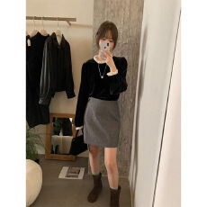 批发实体档口金丝绒长袖t恤女新款外穿拼色洋气衬衫打底内搭小<b class='q'>上衣</b>冬