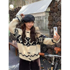 批发实体档口25冬季韩系针织开衫女时尚高级温柔<b class='q'>上衣</b>保暖毛衣外套<b class='q'>上衣</b>