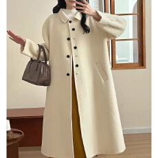 批发实体档口法式复古<b class='q'>双面</b><b class='q'>羊绒</b><b class='q'>大衣</b>女南瓜袖设计感羊毛呢外套冬季新款