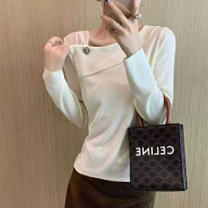 批发实力工厂<b class='q'>网纱</b>拼接斜肩针织<b class='q'>打底衫</b>女秋季独特别致气质修身内搭上衣