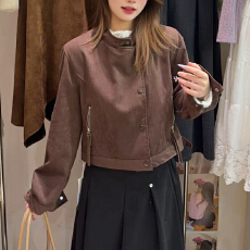 批发实体档口麂皮绒外套女2025秋季新款复古休闲百搭美拉德风夹克上衣