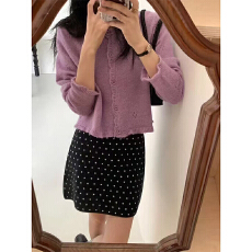 批发实体档口微胖波点半身裙女2025秋冬黑色包臀毛呢裙子斑点A字<b class='q'>短</b>裙