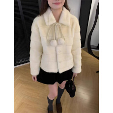 批发实体档口韩系冬款甜美气质毛茸茸新名媛气质仿水貂绒保暖羽绒外套