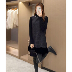 批发实体档口秋冬新款法式设计小众复古气质高级感背心裙+打底衫套装