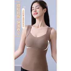 批发实力工厂秋冬保暖背心<b class='q'>无</b><b class='q'>痕</b>带杯垫贴片免穿<b class='q'>文胸</b>加厚打底背心上衣