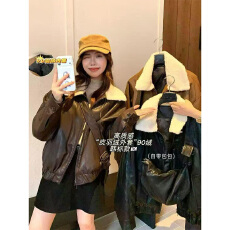 批发实体档口韩系羊羔毛翻领<b class='q'>羽绒服</b>内胆外套女冬高级感加绒加厚皮衣