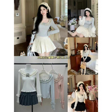 批发实体档口甜美蕾丝花边拼接圆领长袖T恤女减龄亲肤绒面<b class='q'>打底</b>衫上衣