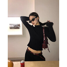 批发实体档口镂空蕾丝拼接长袖针织衫女秋冬季设计感前后两穿<b class='q'>打底</b>上衣