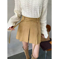 批发实体档口<b class='q'>复古</b>鹿皮绒百褶半身裙女秋冬新款大码百搭防走光a字短裙