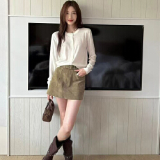 批发实体档口<b class='q'>复古</b>PU皮半身短裙2025春秋新款辣妹高腰显瘦A字包臀裙女