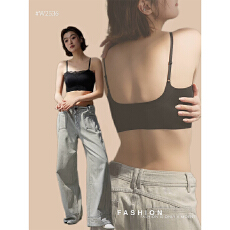 批发实力工厂新款<b class='q'>无</b><b class='q'>钢圈</b><b class='q'>无</b>痕聚拢一片式背心吊带竖纹清纯少女<b class='q'>内衣</b>女