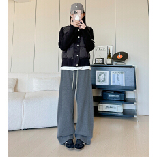 批发实力工厂秋冬垂感阔腿裤女宽松慵懒<b class='q'>休闲</b><b class='q'>长裤</b>高腰直筒显瘦<b class='q'>休闲</b>裤