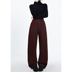 批发实力工厂秋<b class='q'>冬</b>新款加绒保暖直筒休闲阔腿拖地裤女高腰羊绒糯米裤