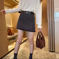 批发实体档口秋冬复古大气水洗直筒半身短裙修身高腰时髦气质法式裙子