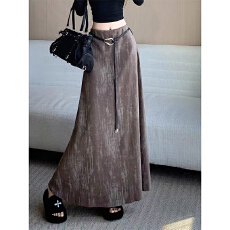 实体档口气质高级扎染晕染设计感半身长裙高腰复古毛呢洋气裙子女