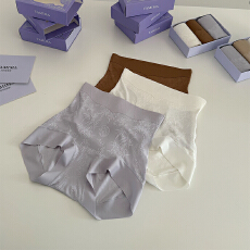 批发实力工厂<b class='q'>高腰</b><b class='q'>收腹</b>塑型美体裤蕾丝面国风香芋<b class='q'>收腹</b>裤盒装三角裤女