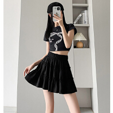 实力工厂高腰小个子百搭蛋糕裙短裙子芭蕾风少女感显瘦松紧裙子女