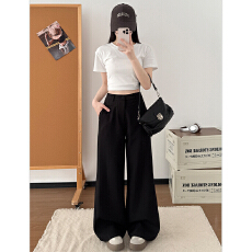 批发实力工厂高级感单扣西装阔脚裤宽松<b class='q'>休闲</b>高腰外穿垂感显高<b class='q'>女</b>款长裤