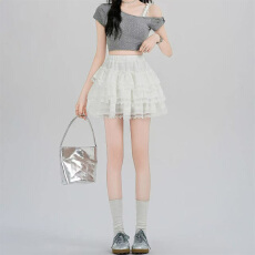 批发实体档口夏日芭蕾风高腰蓬蓬裙显瘦显高层次拼接设计蛋糕裙子女款