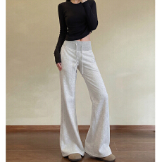 批发实力工厂微喇<b class='q'>修身</b>高腰显瘦小个子休闲<b class='q'>裤</b>美式垂感运动风好看阔脚<b class='q'>裤</b>