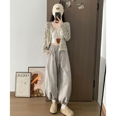 批发实力工厂日系<b class='q'>休闲</b>花苞气球裤长款纯色简约日常慵懒小个子阔脚裤女