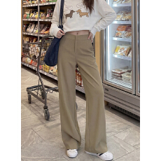 批发实力工厂2026春夏老钱风<b class='q'>西装</b>阔腿裤女宽松显瘦小个子钛金棉休闲裤