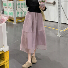 批发实力工厂韩系网纱半身<b class='q'>裙</b>女夏季新款高腰中长款a字<b class='q'>伞</b><b class='q'>裙</b>甜美花苞<b class='q'>裙</b>