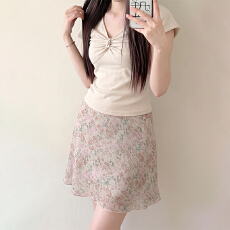 批发实力工厂碎花雪纺包臀<b class='q'>半身裙</b>女夏季小个子高腰修身显瘦印花<b class='q'>短裙</b>潮