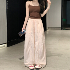 实力工厂阔腿裤女夏季薄款高腰显瘦垂感宽松慵懒拼接速干休闲裤